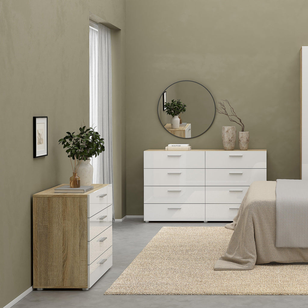 Pepe Chest of 4 Drawers in Oak with White High Gloss - image 6