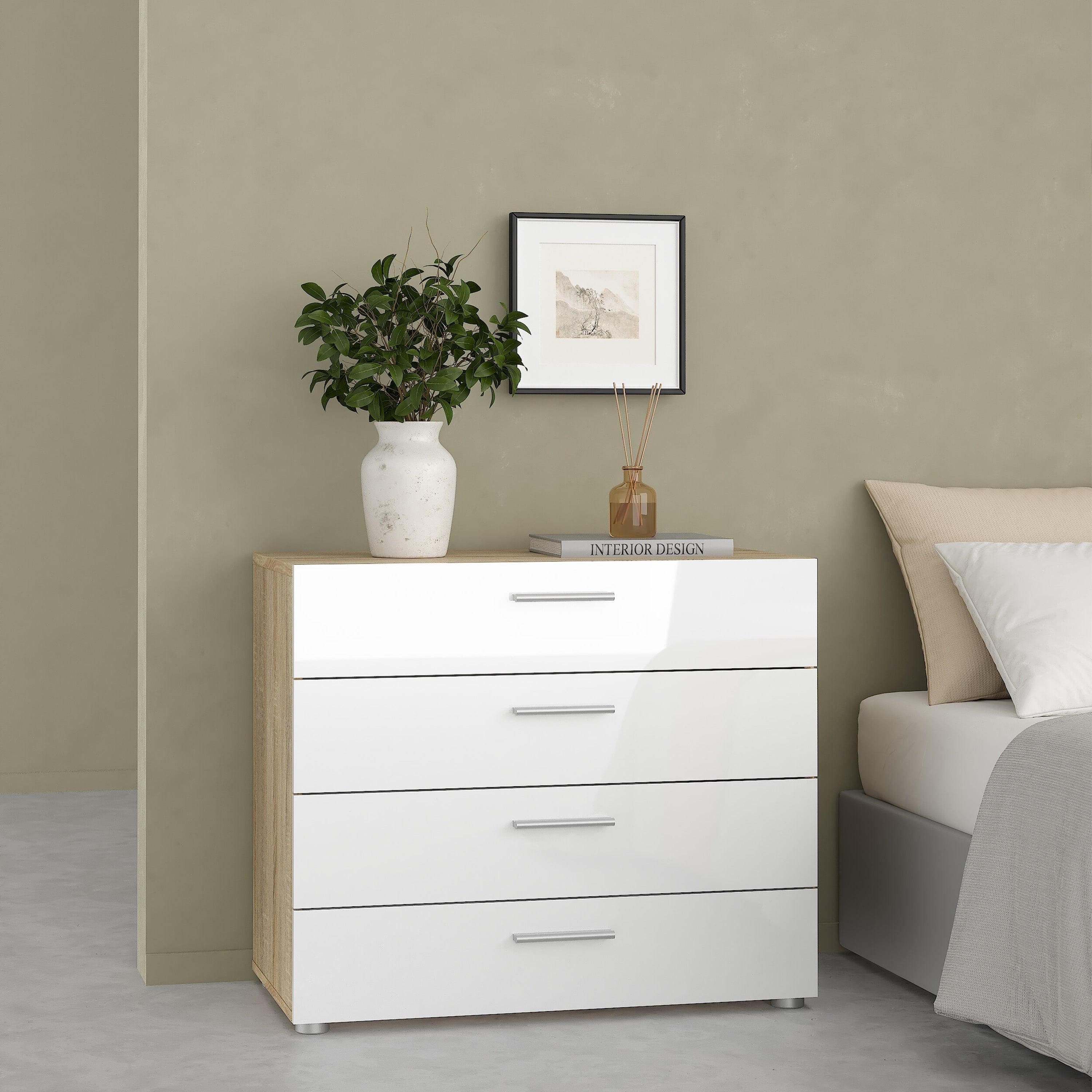 Pepe Chest of 4 Drawers in Oak with White High Gloss - image 7