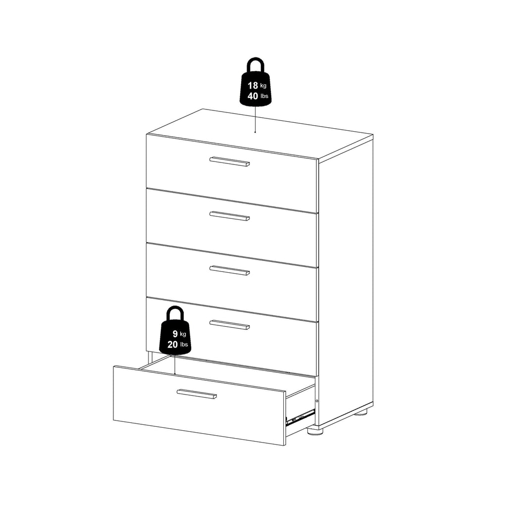 Pepe Chest of 5 Drawers in Oak with White High Gloss - image 10