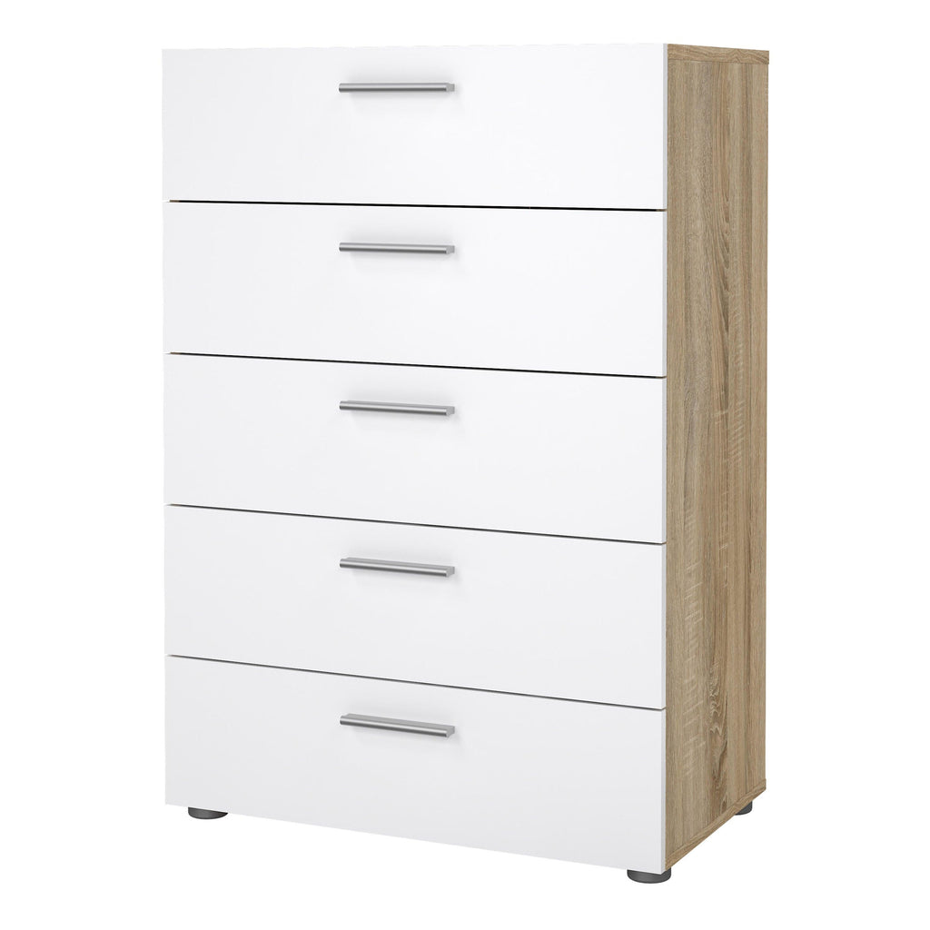 Pepe Chest of 5 Drawers in Oak with White High Gloss - image 3