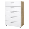 Pepe Chest of 5 Drawers in Oak with White High Gloss - image 3
