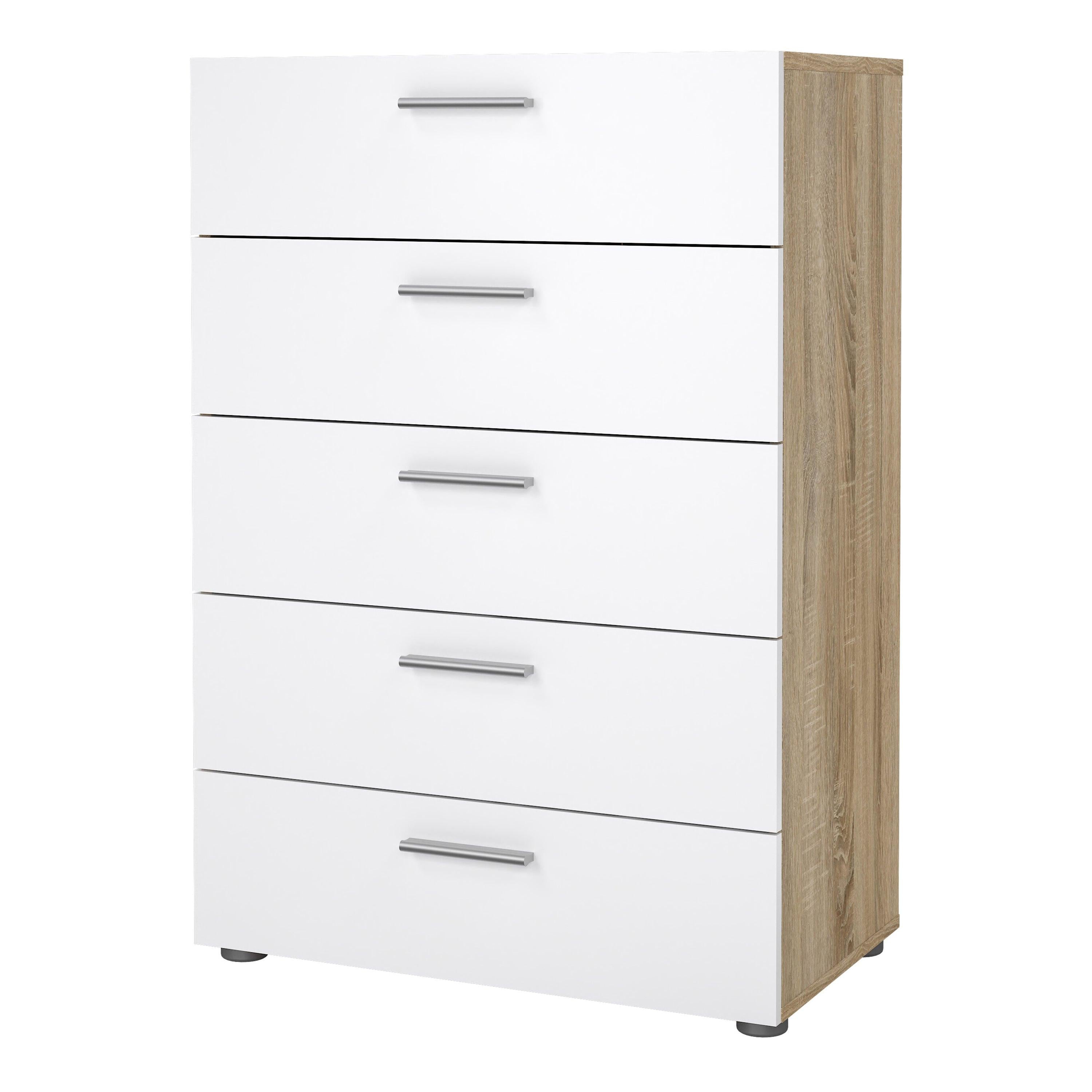 Pepe Chest of 5 Drawers in Oak with White High Gloss - image 3