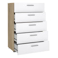 Pepe Chest of 5 Drawers in Oak with White High Gloss - image 4