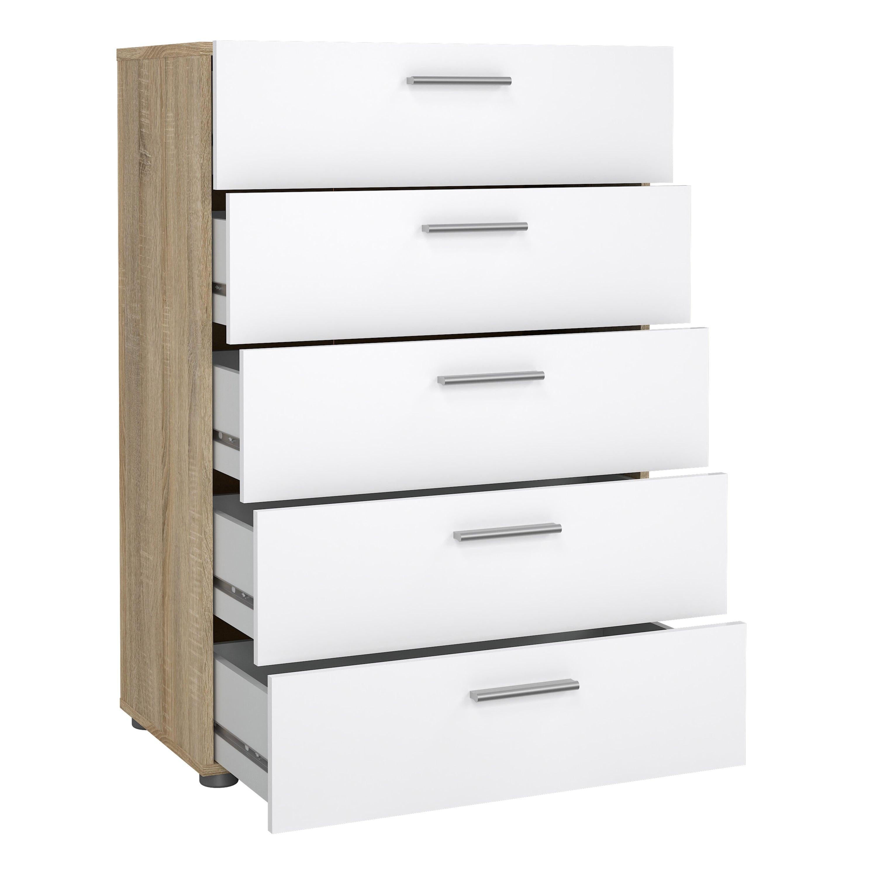 Pepe Chest of 5 Drawers in Oak with White High Gloss - image 4