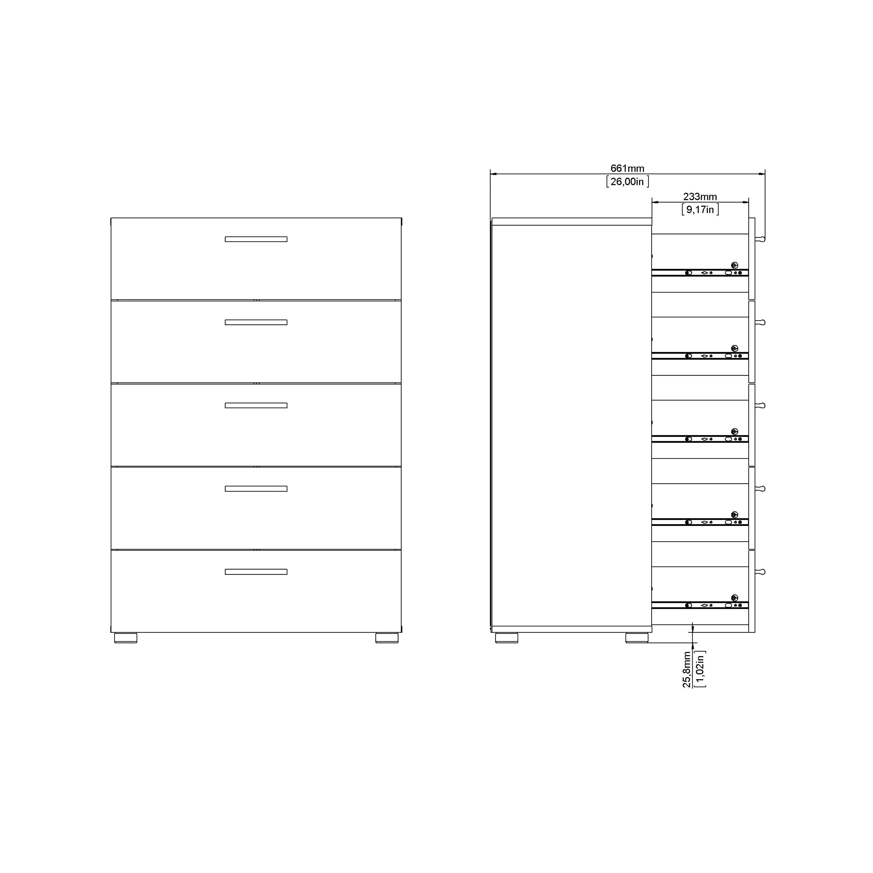 Pepe Chest of 5 Drawers in Oak with White High Gloss - image 9