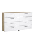 Pepe Wide Chest of 8 Drawers (4+4) in Oak structure/White High Gloss