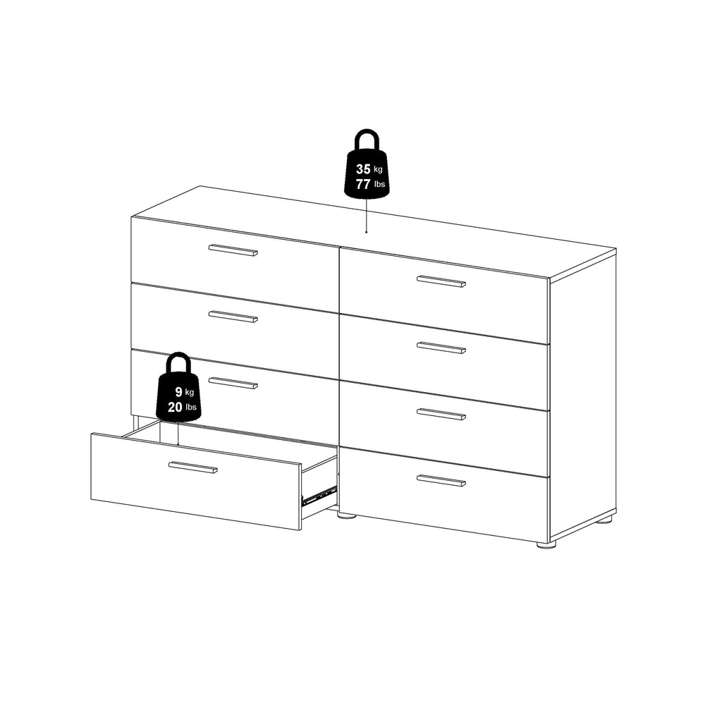 Pepe Wide Chest of 8 Drawers (4+4) in Oak structure/White High Gloss - image 10