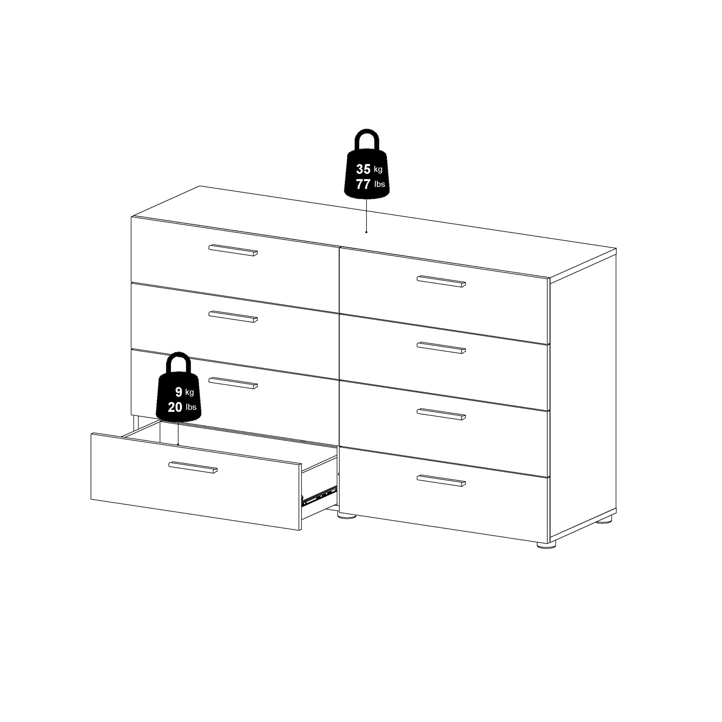 Pepe Wide Chest of 8 Drawers (4+4) in Oak structure/White High Gloss - image 10