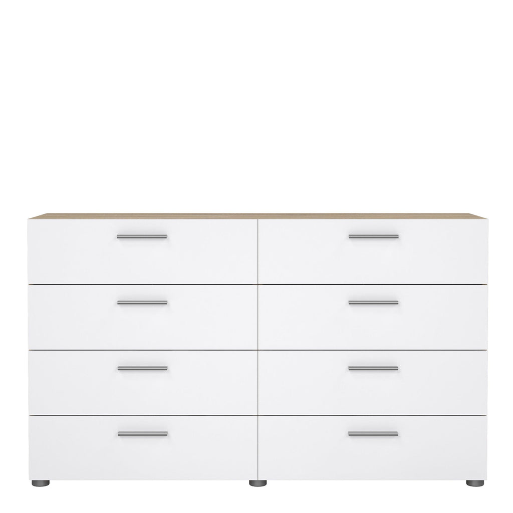 Pepe Wide Chest of 8 Drawers (4+4) in Oak structure/White High Gloss - image 2