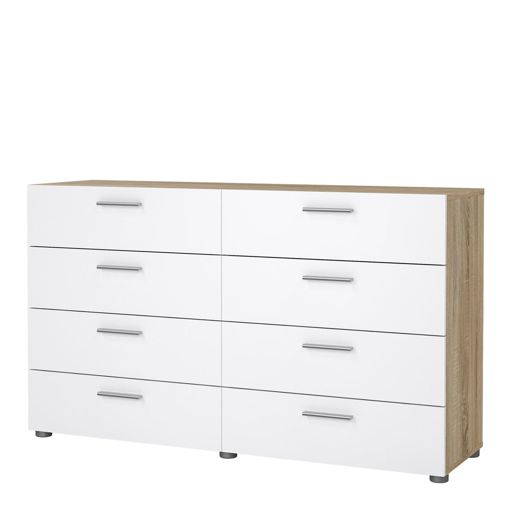 Pepe Wide Chest of 8 Drawers (4+4) in Oak structure/White High Gloss - image 3