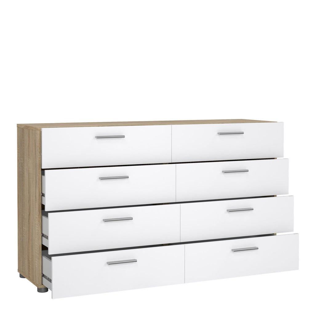 Pepe Wide Chest of 8 Drawers (4+4) in Oak structure/White High Gloss - image 4