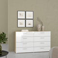 Pepe Wide Chest of 8 Drawers (4+4) in Oak structure/White High Gloss - image 5