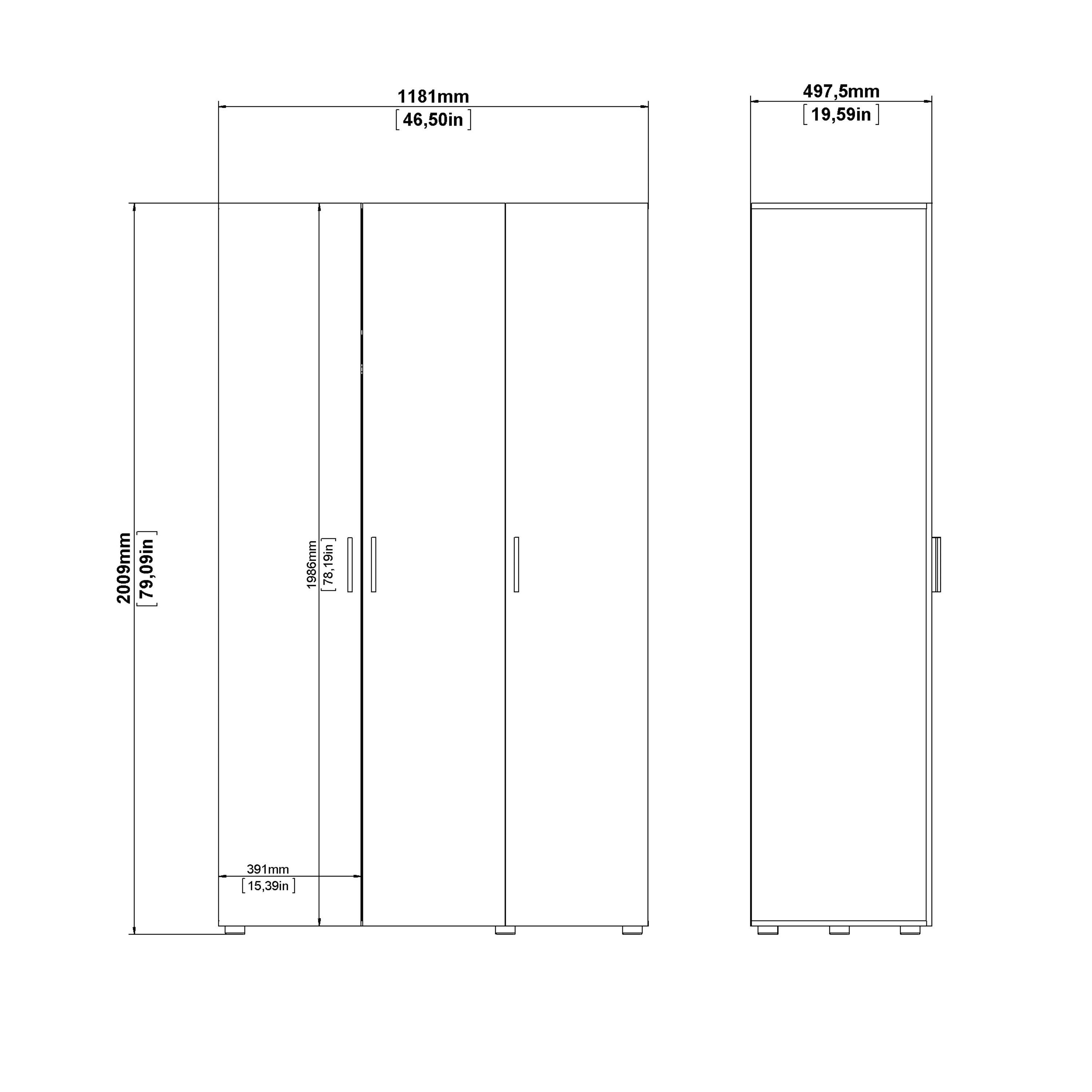 Pepe Wardrobe with 3 Doors in Oak with White High Gloss - image 10