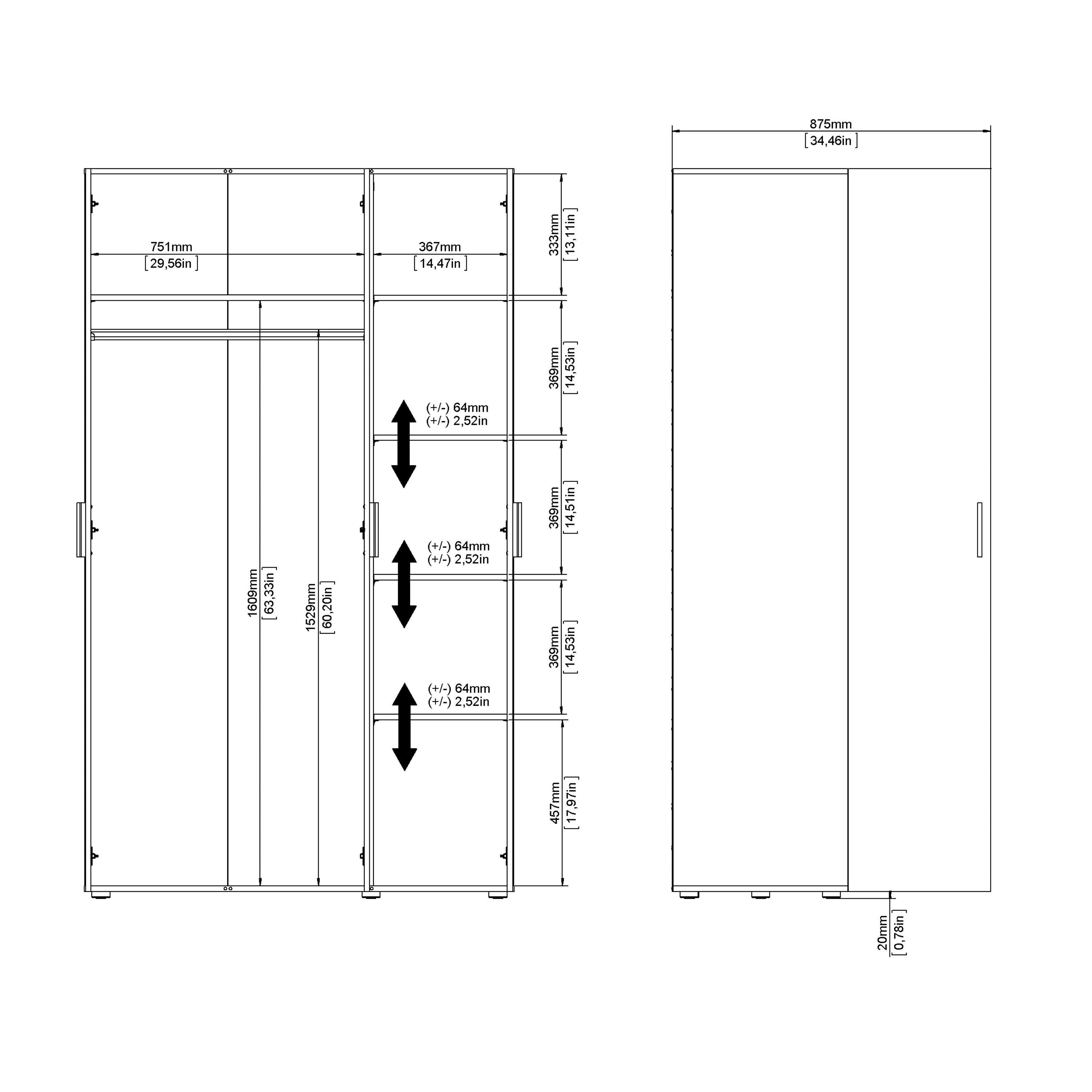 Pepe Wardrobe with 3 Doors in Oak with White High Gloss - image 11