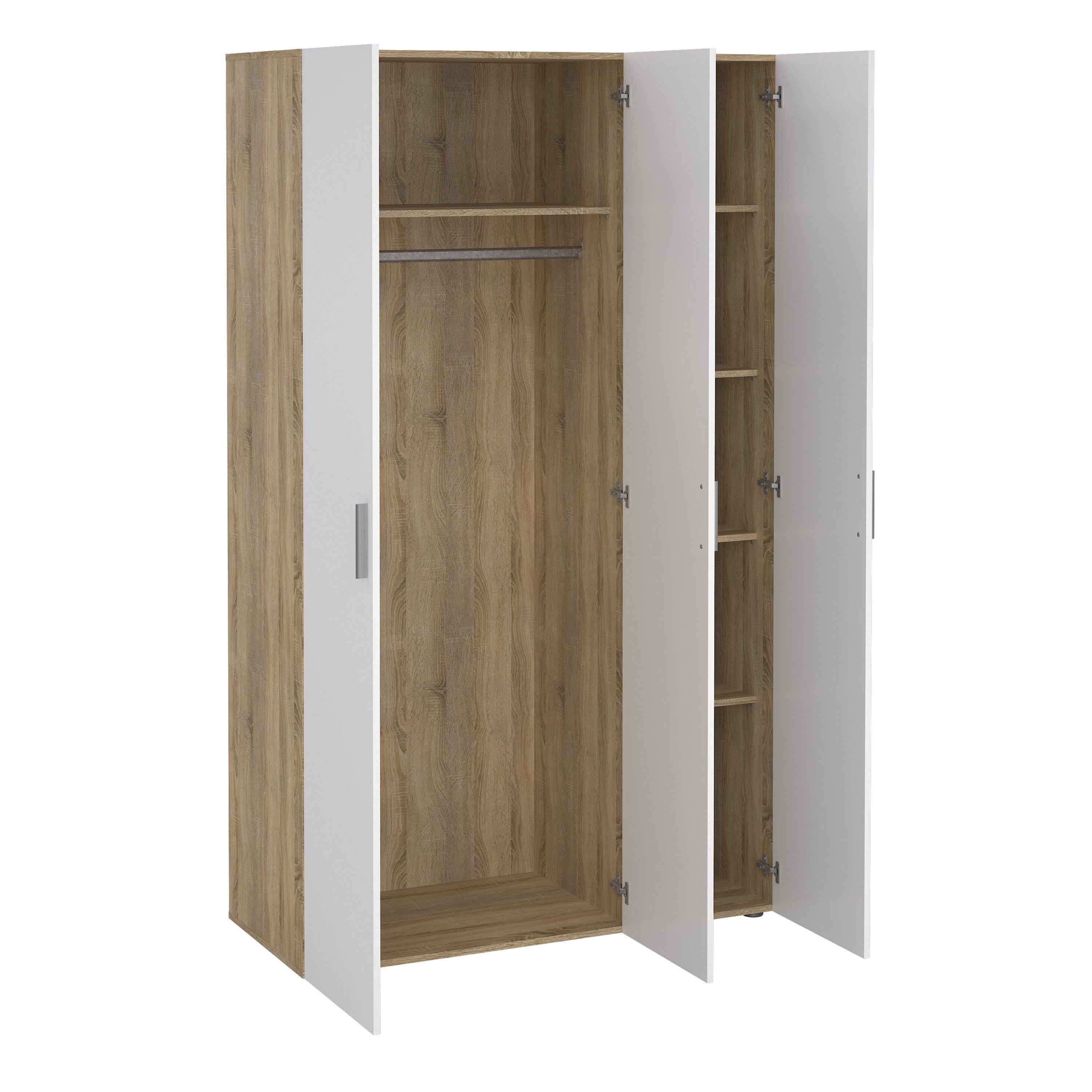 Pepe Wardrobe with 3 Doors in Oak with White High Gloss - image 4