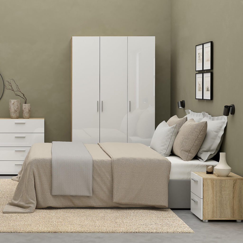 Pepe Wardrobe with 3 Doors in Oak with White High Gloss - image 5
