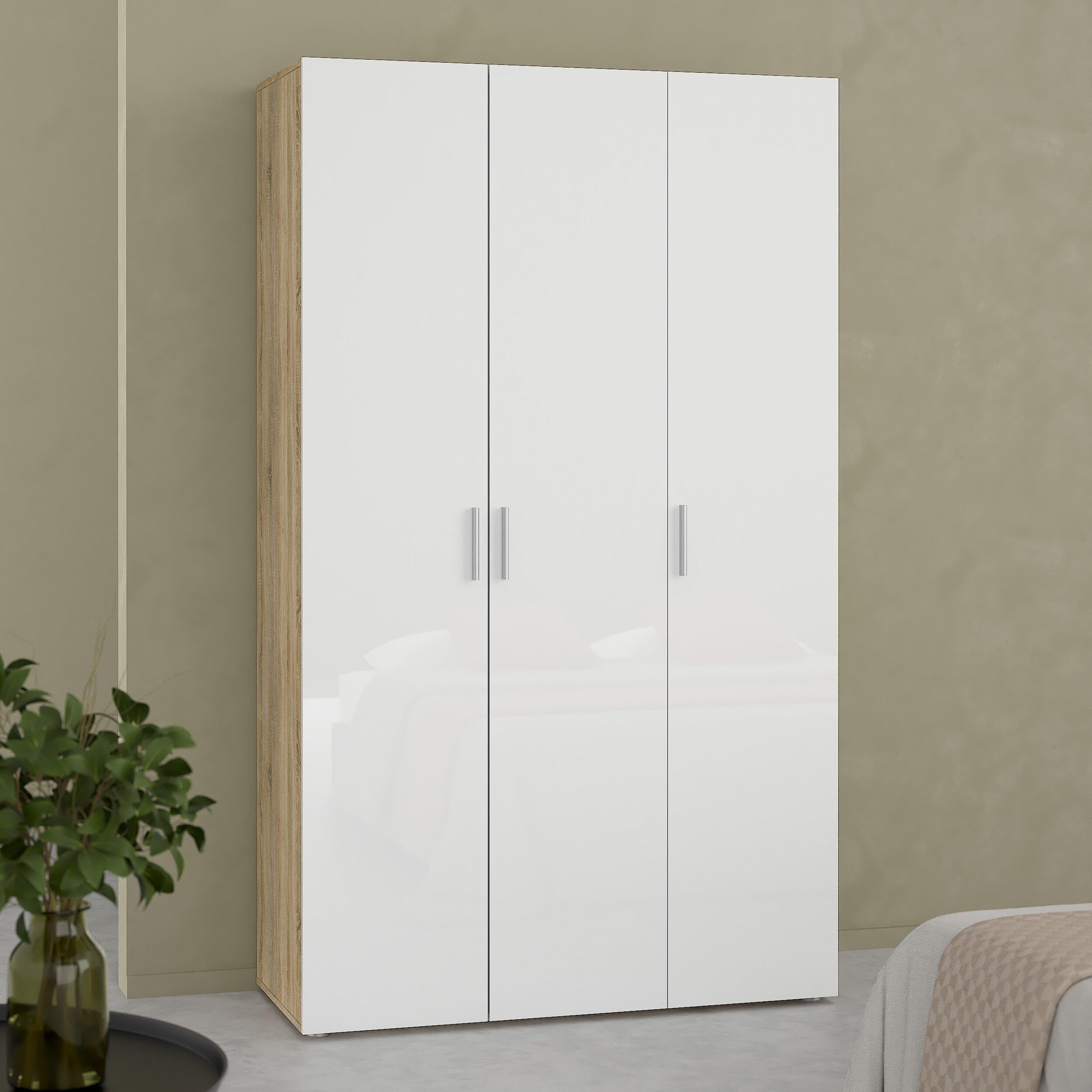 Pepe Wardrobe with 3 Doors in Oak with White High Gloss - image 6