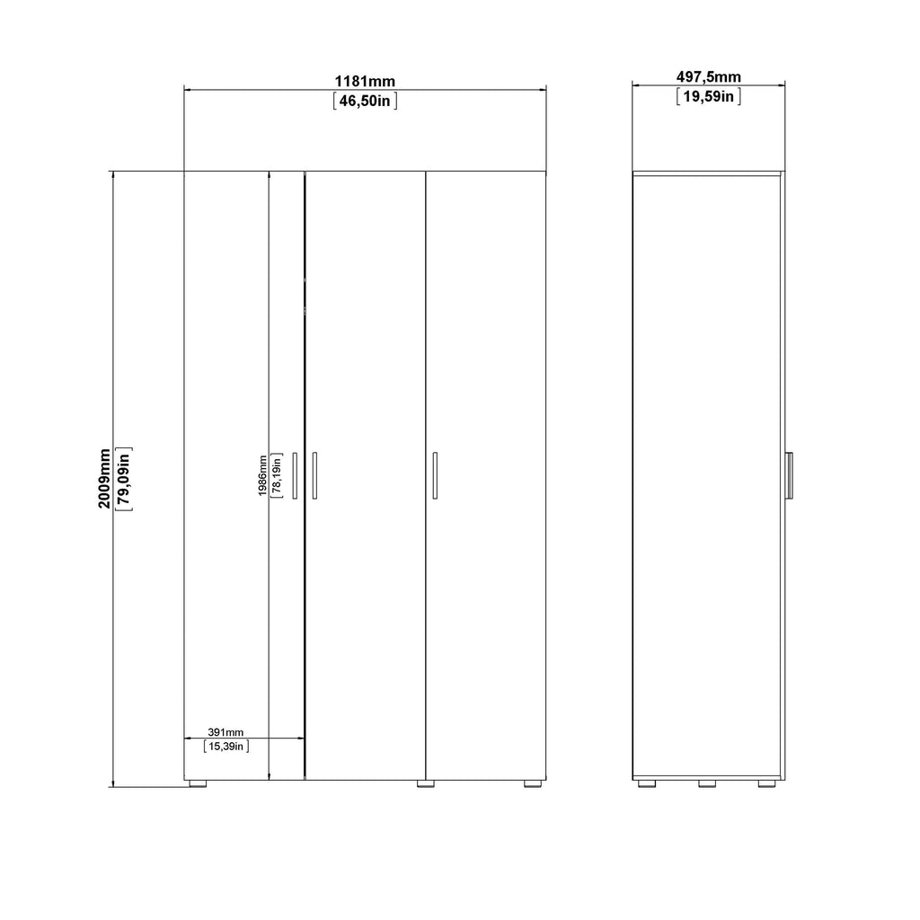Pepe Wardrobe with 3 Doors in Black - image 10