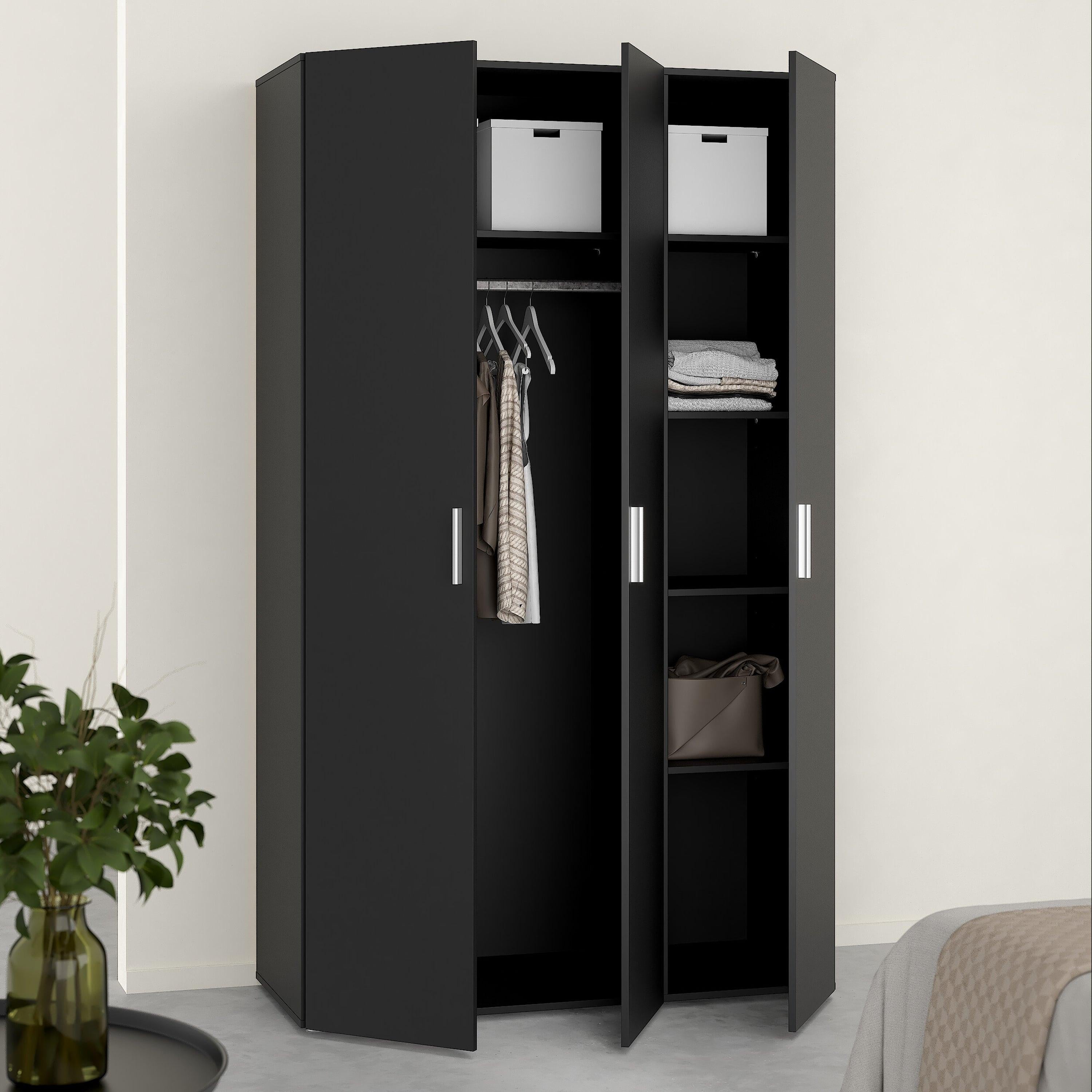Pepe Wardrobe with 3 Doors in Black - image 7