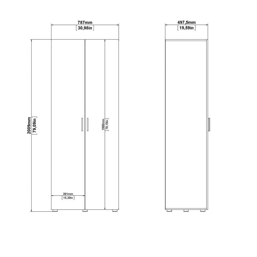 Pepe Wardrobe with 2 Doors in Oak with White High Gloss - image 10
