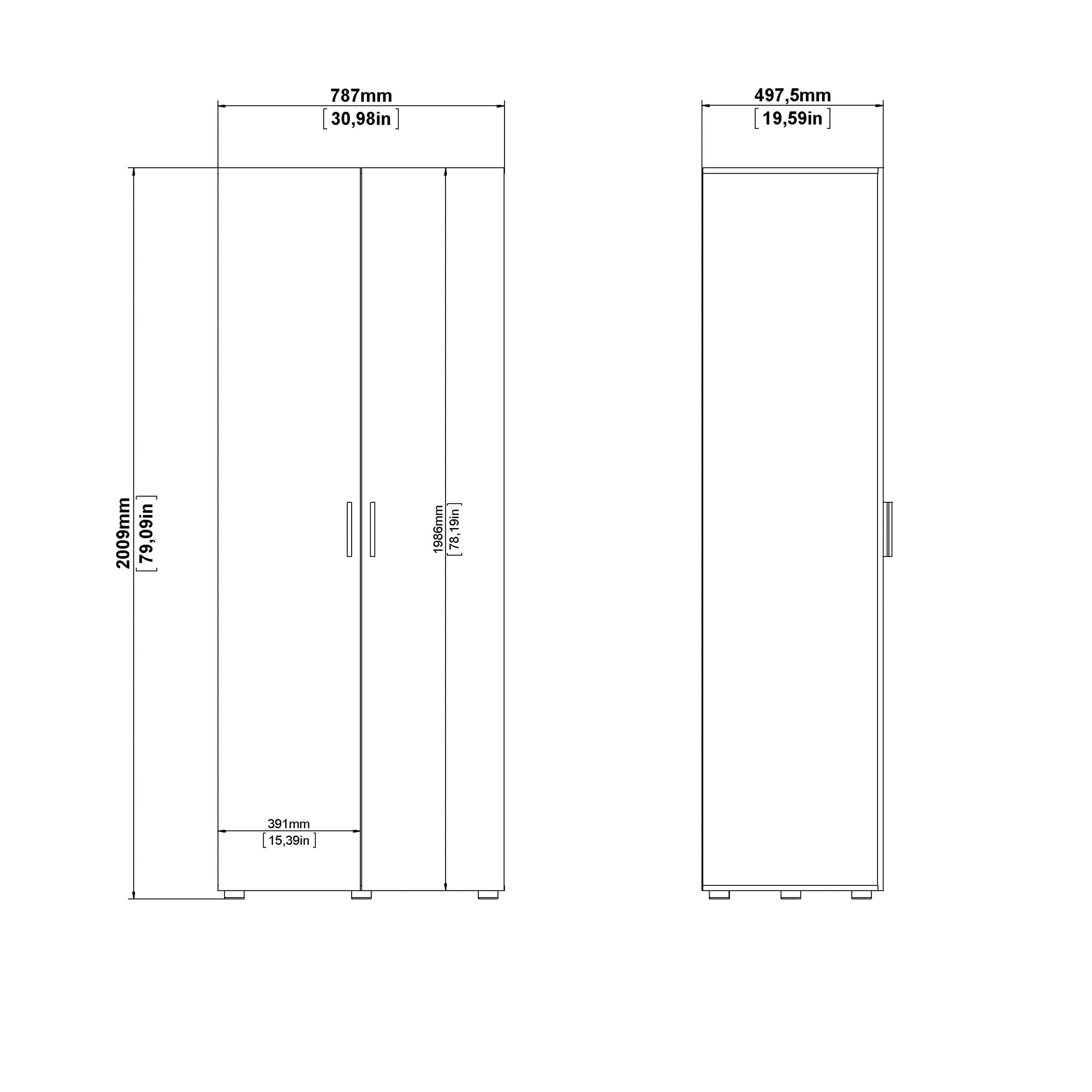 Pepe Wardrobe with 2 Doors in Oak with White High Gloss - image 10