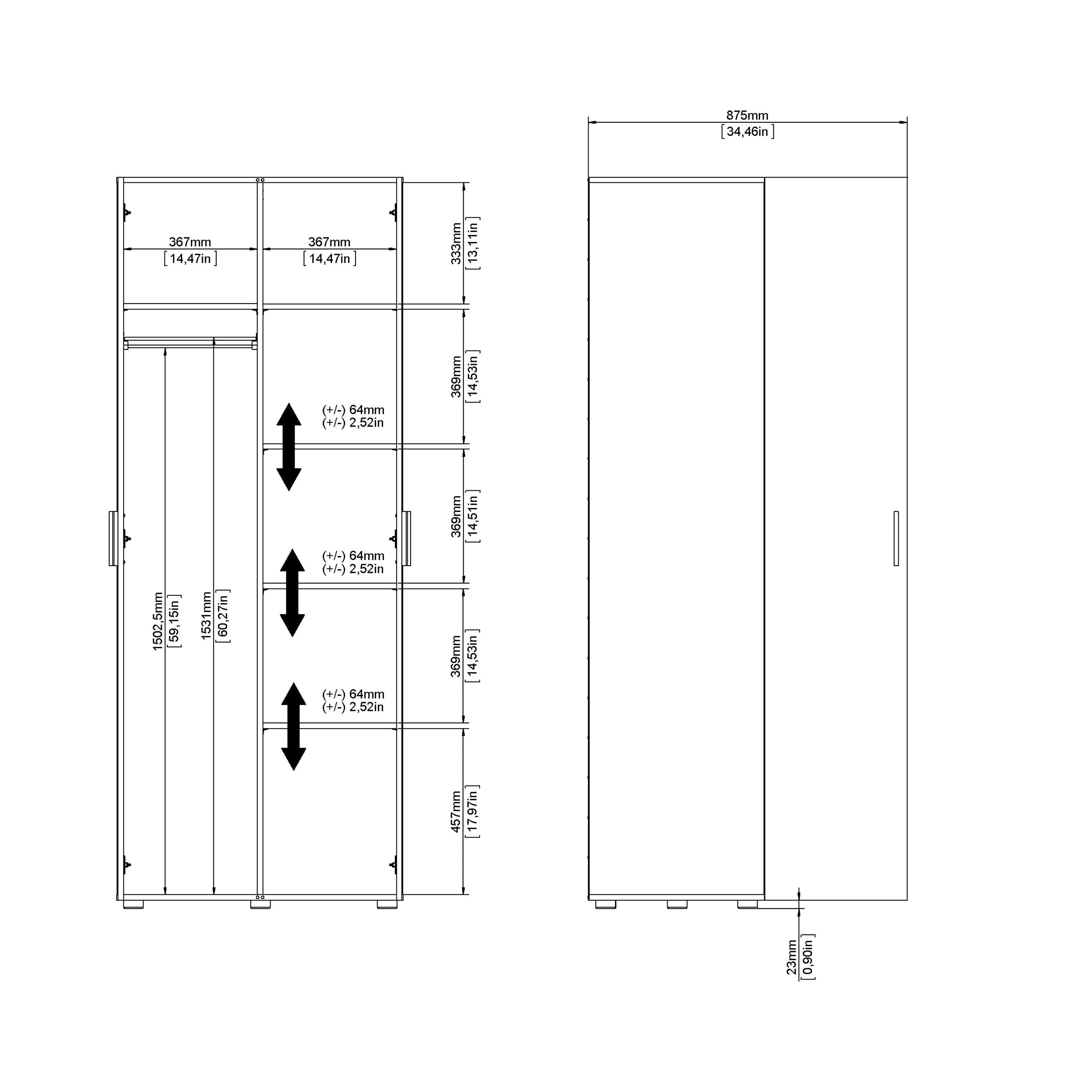 Pepe Wardrobe with 2 Doors in Oak with White High Gloss - image 11