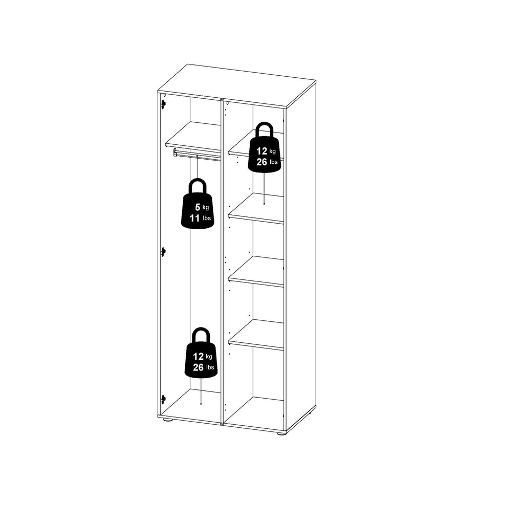 Pepe Wardrobe with 2 Doors in Oak with White High Gloss - image 12