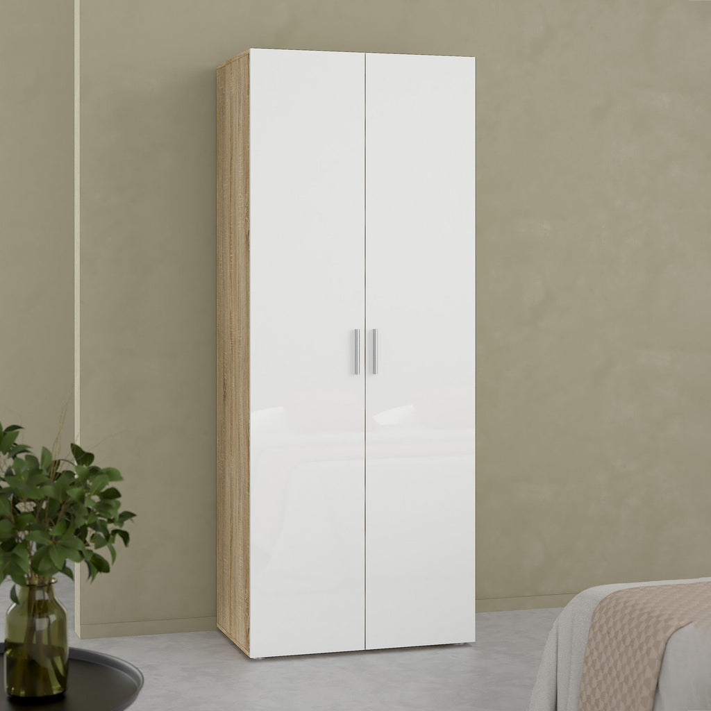 Pepe Wardrobe with 2 Doors in Oak with White High Gloss - image 6