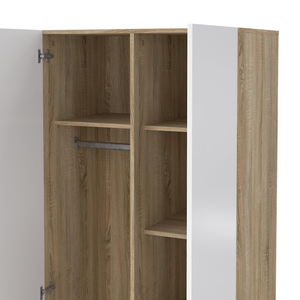 Pepe Wardrobe with 2 Doors in Oak with White High Gloss - image 8