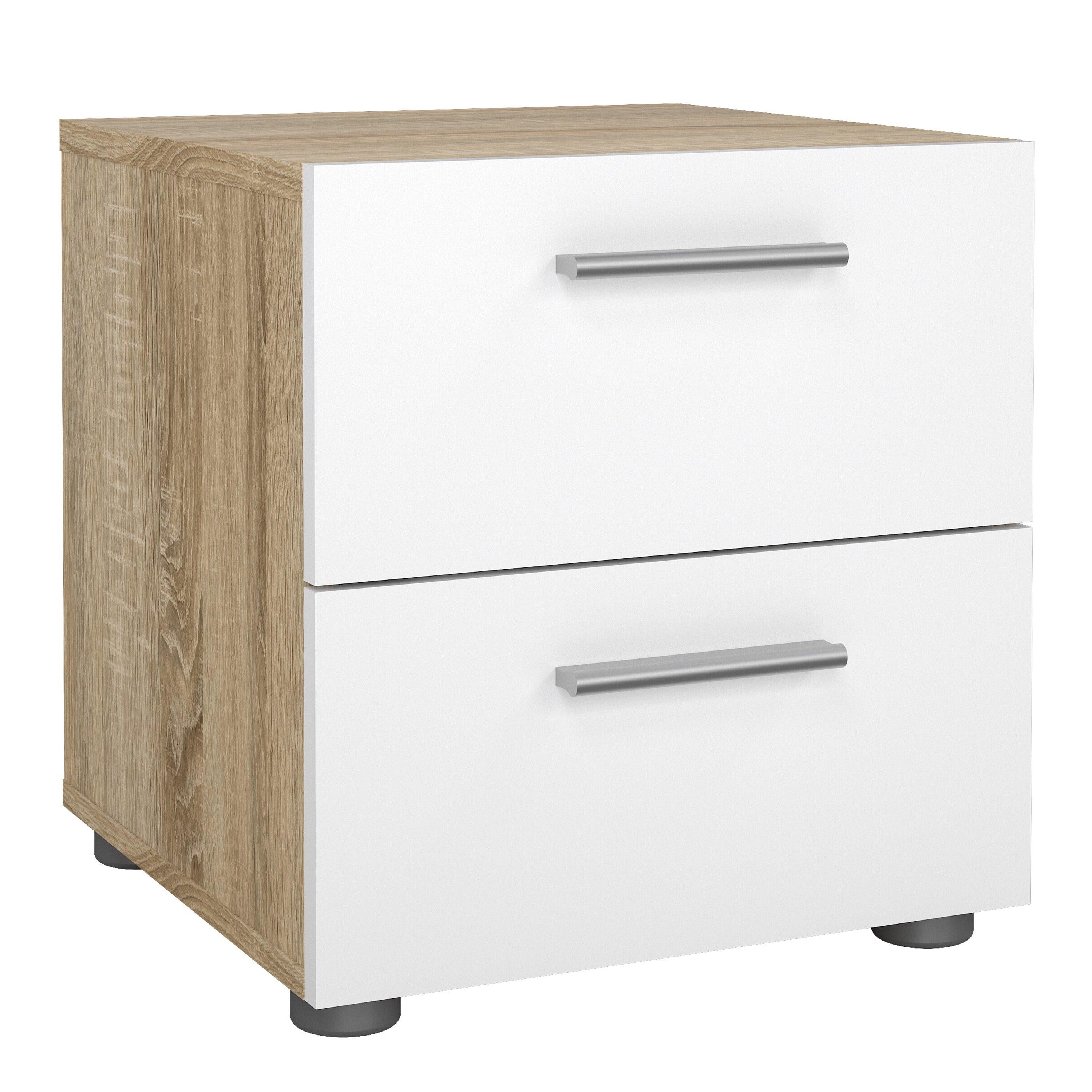 Pepe Package - Bedside 2 Drawers + Chest of 4 Drawers + Wardrobe with 2 Doors in Oak with White High Gloss - image 2
