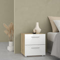 Pepe Package - Bedside 2 Drawers + Chest of 4 Drawers + Wardrobe with 2 Doors in Oak with White High Gloss - image 4