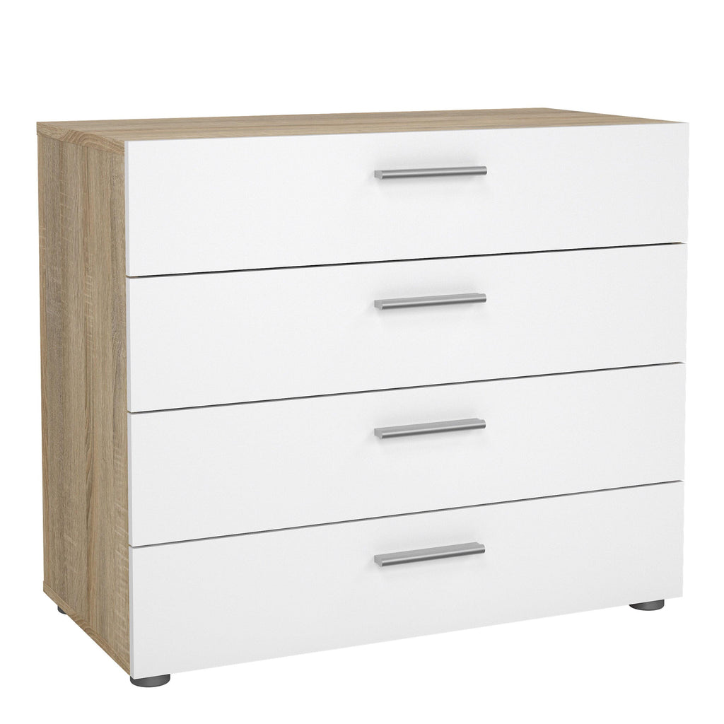 Pepe Package - Bedside 2 Drawers + Chest of 4 Drawers + Wardrobe with 2 Doors in Oak with White High Gloss - image 6