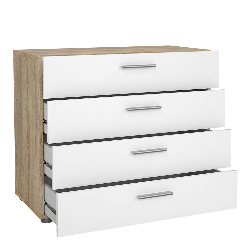 Pepe Package - Bedside 2 Drawers + Chest of 4 Drawers + Wardrobe with 2 Doors in Oak with White High Gloss - image 7