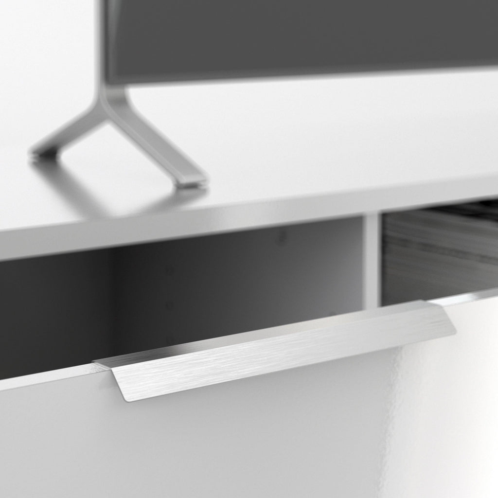 Match TV Unit 2 Drawers 2 Shelf in White High Gloss - image 10