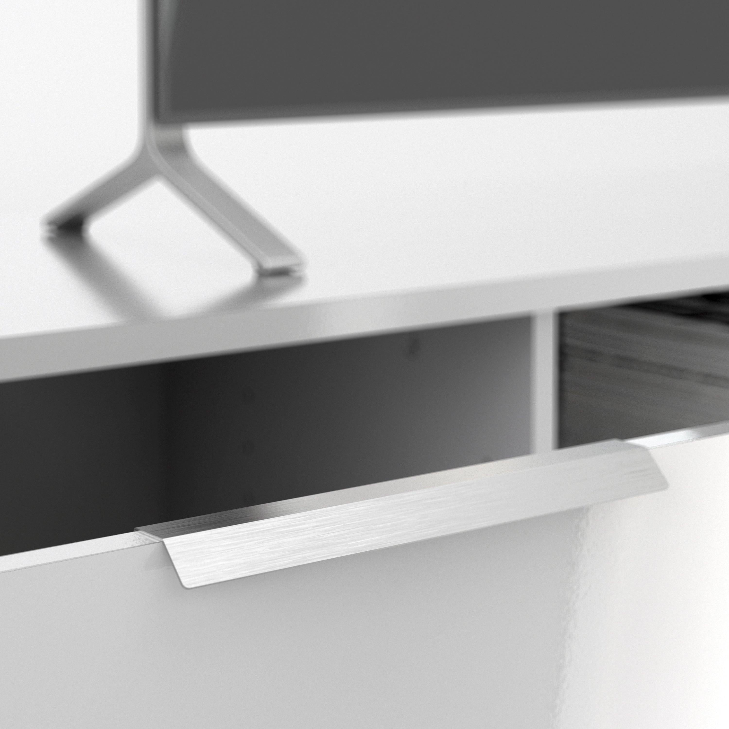 Match TV Unit 2 Drawers 2 Shelf in White High Gloss - image 10