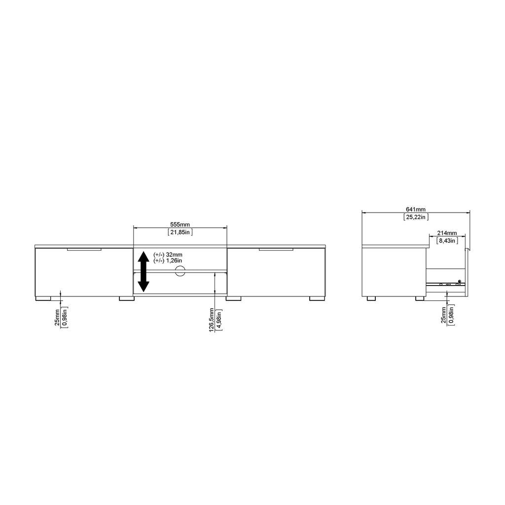 Match TV Unit 2 Drawers 2 Shelf in White High Gloss - image 12