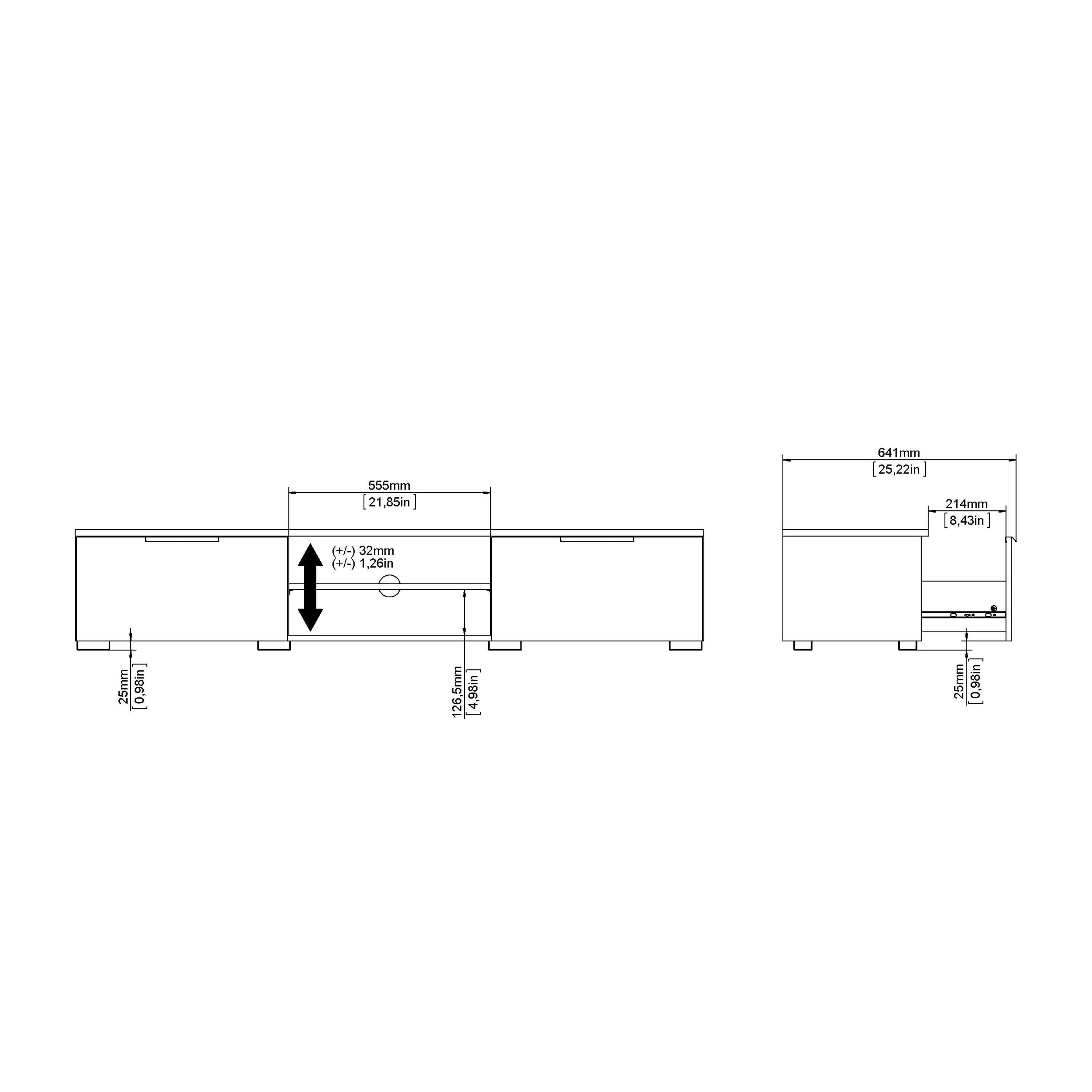 Match TV Unit 2 Drawers 2 Shelf in White High Gloss - image 12
