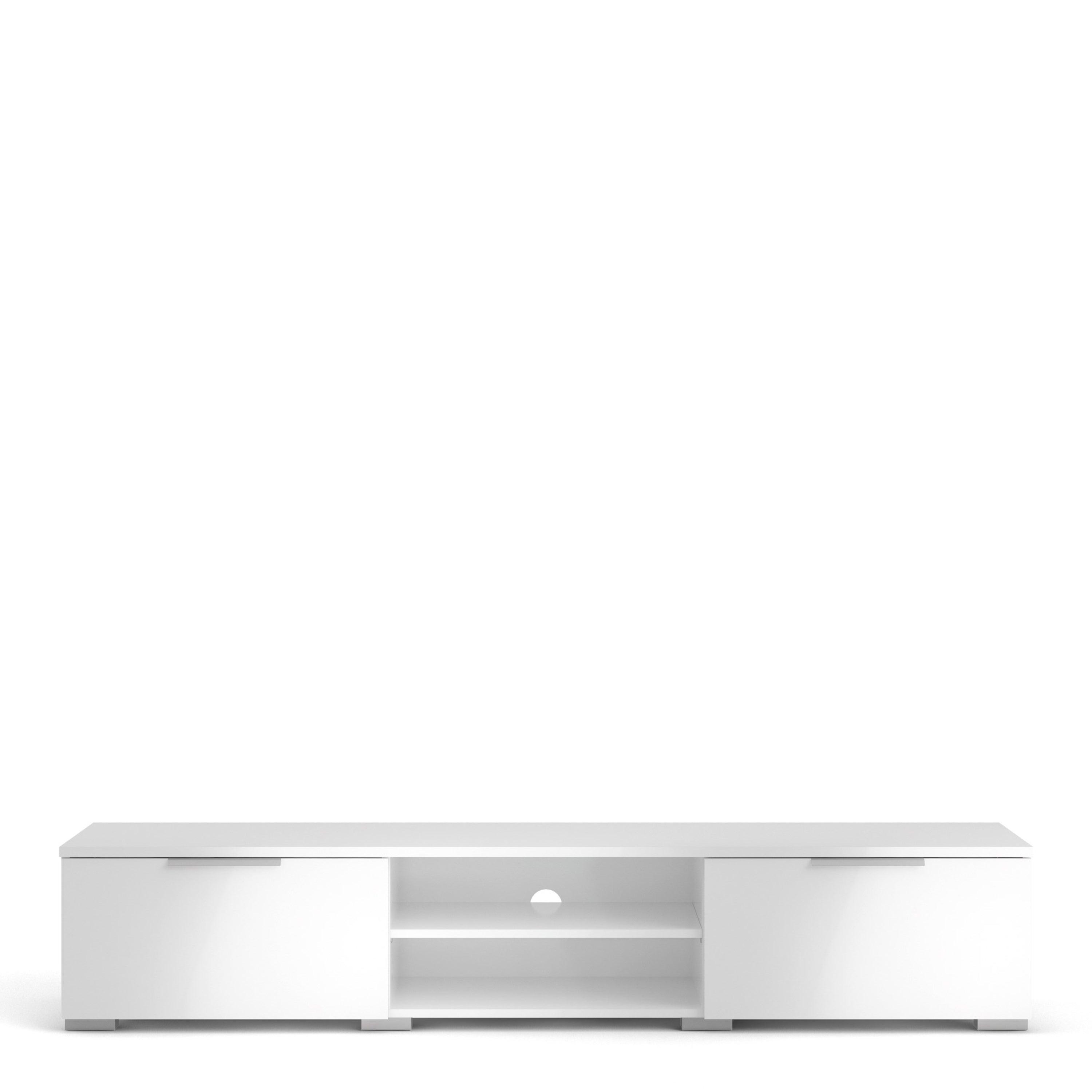 Match TV Unit 2 Drawers 2 Shelf in White High Gloss - image 2