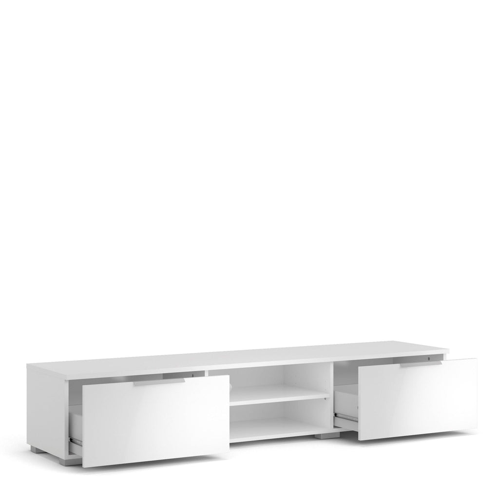 Match TV Unit 2 Drawers 2 Shelf in White High Gloss - image 4