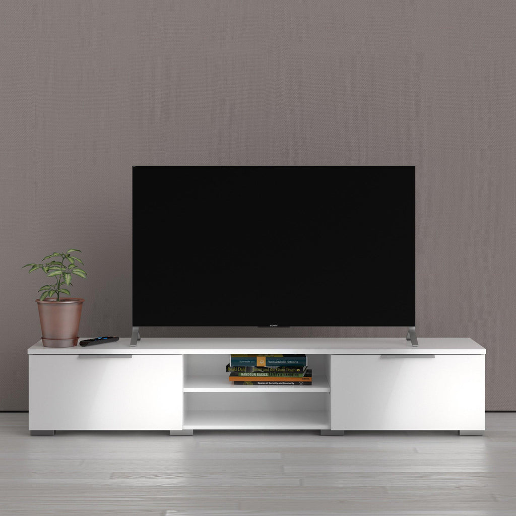 Match TV Unit 2 Drawers 2 Shelf in White High Gloss - image 5