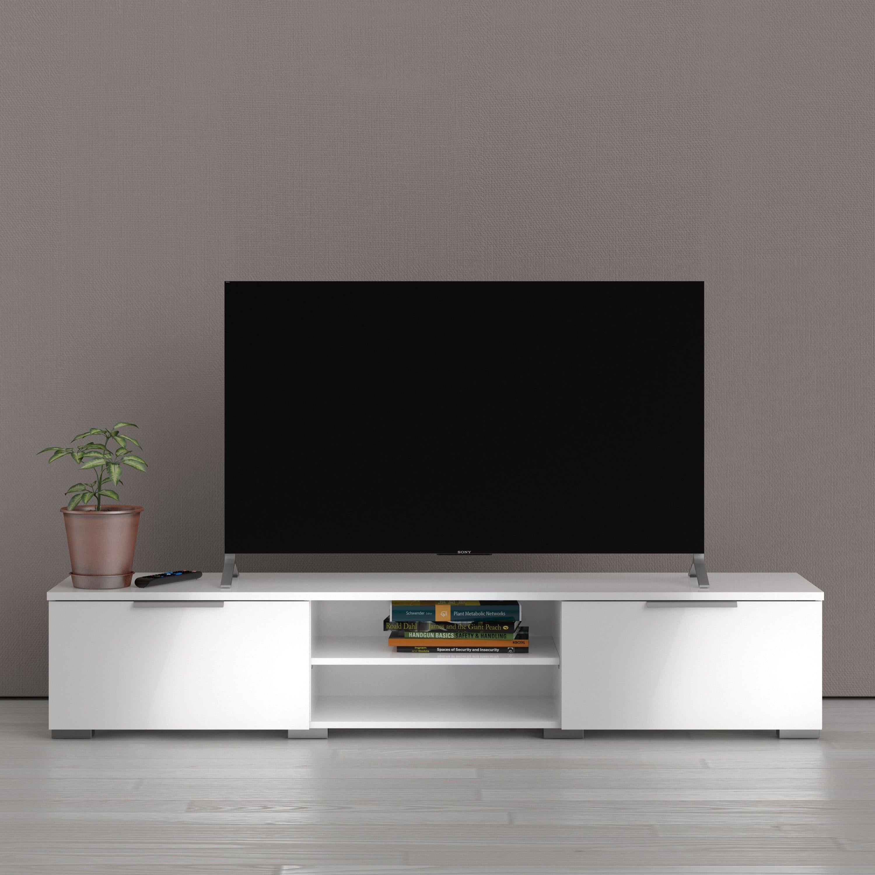 Match TV Unit 2 Drawers 2 Shelf in White High Gloss - image 5