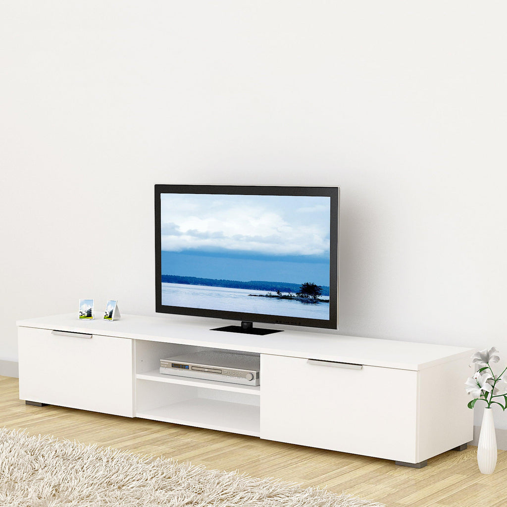 Match TV Unit 2 Drawers 2 Shelf in White High Gloss - image 7
