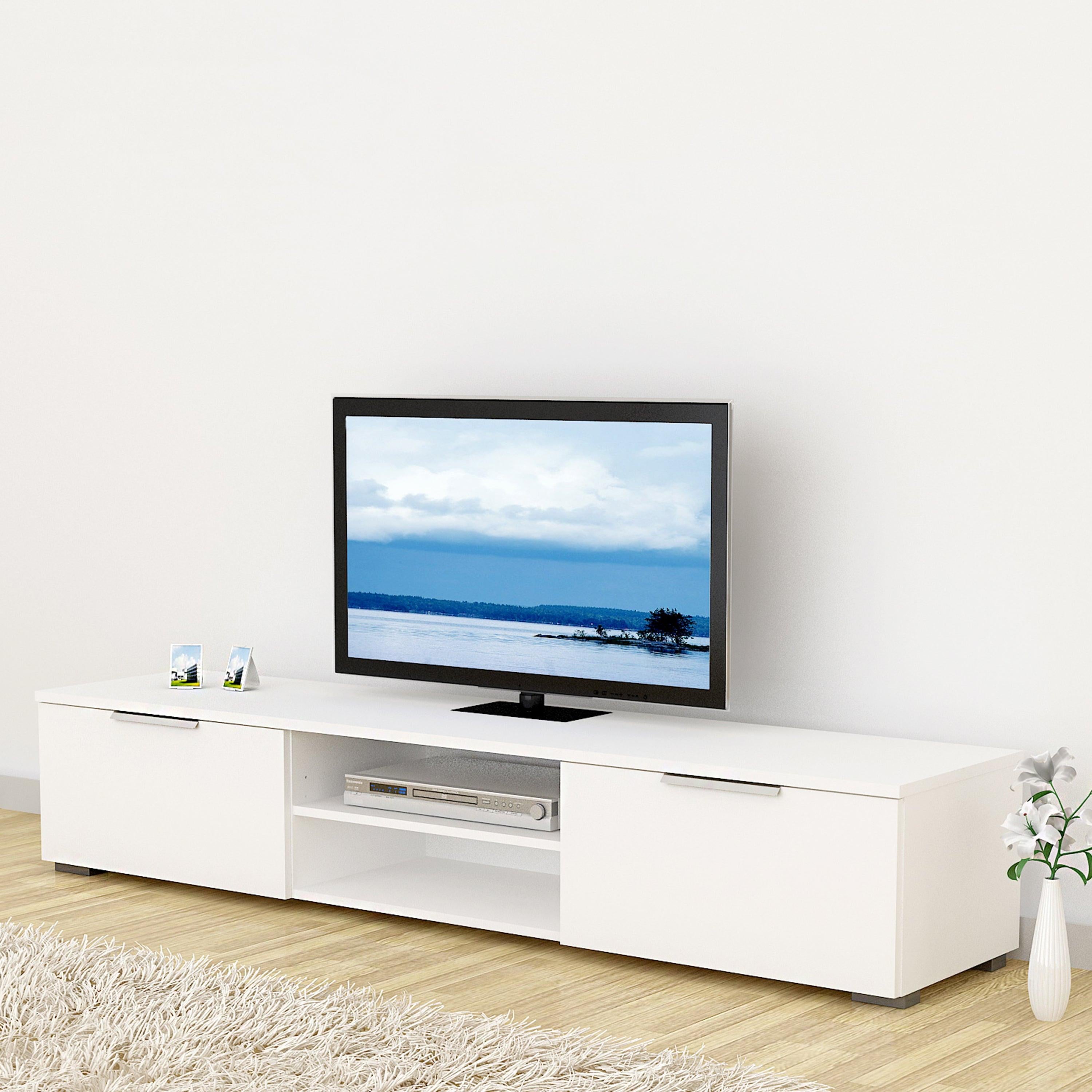 Match TV Unit 2 Drawers 2 Shelf in White High Gloss - image 7