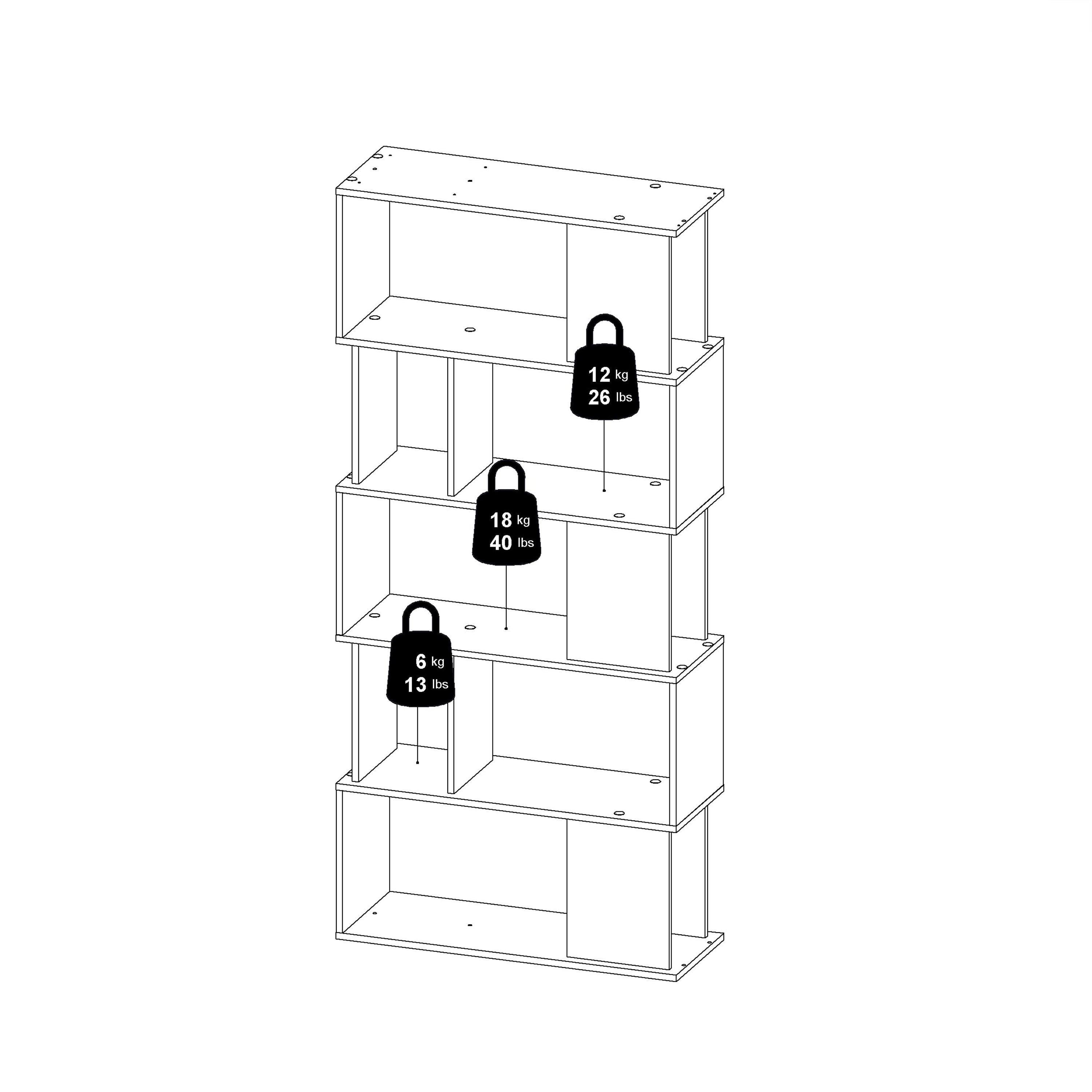 Maze Open Bookcase 4 Shelves in Jackson Hickory Oak and White - image 10