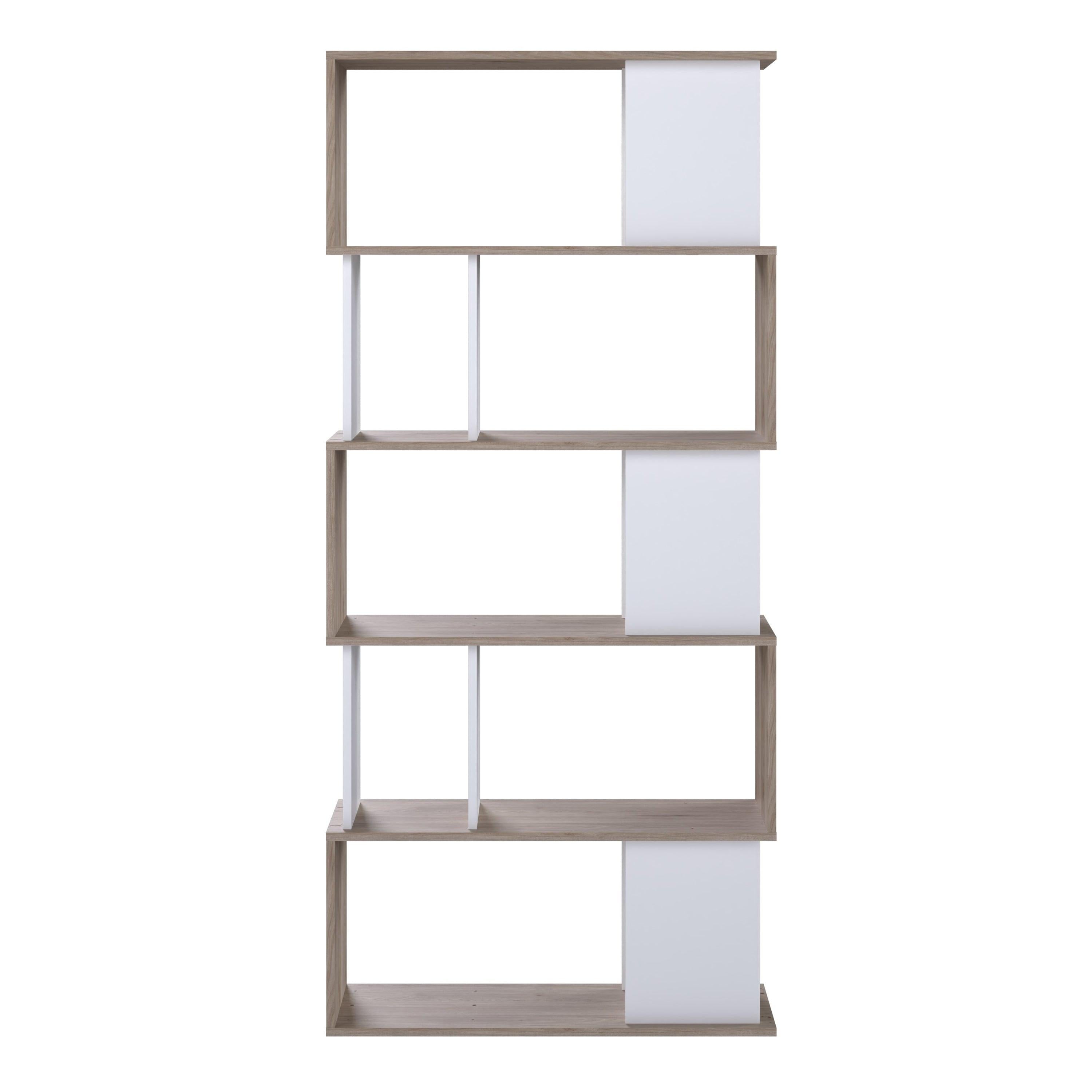 Maze Open Bookcase 4 Shelves in Jackson Hickory Oak and White - image 2
