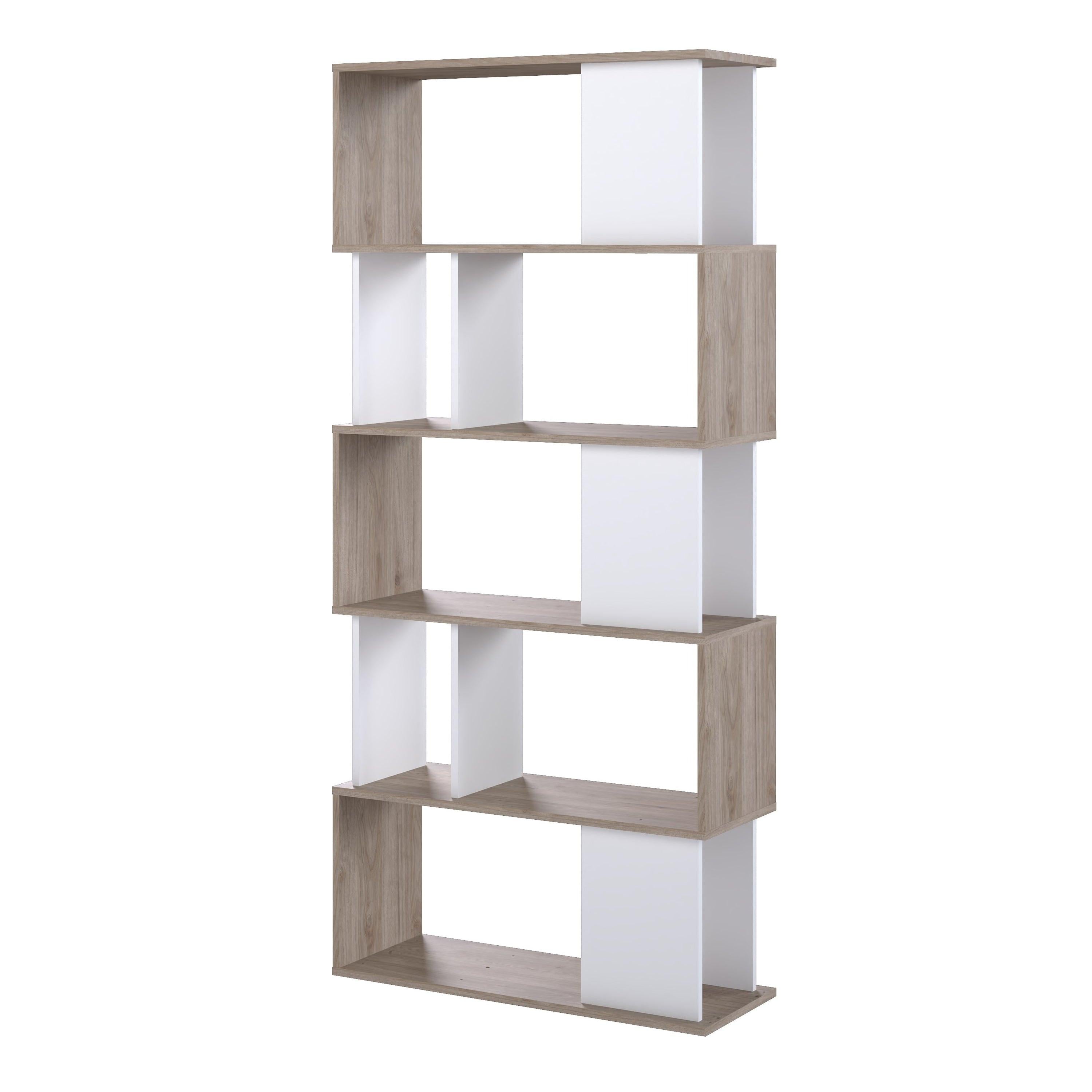 Maze Open Bookcase 4 Shelves in Jackson Hickory Oak and White - image 3