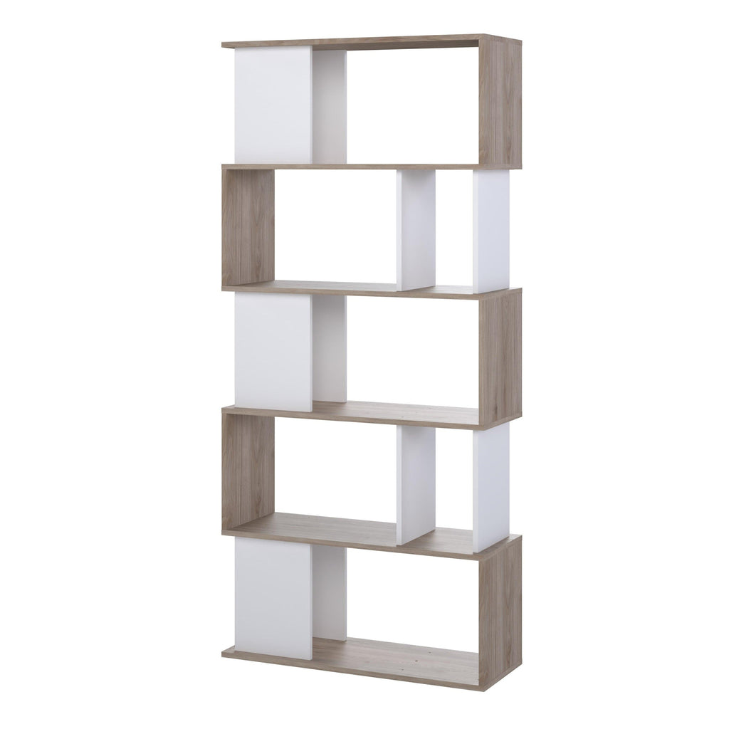 Maze Open Bookcase 4 Shelves in Jackson Hickory Oak and White - image 4