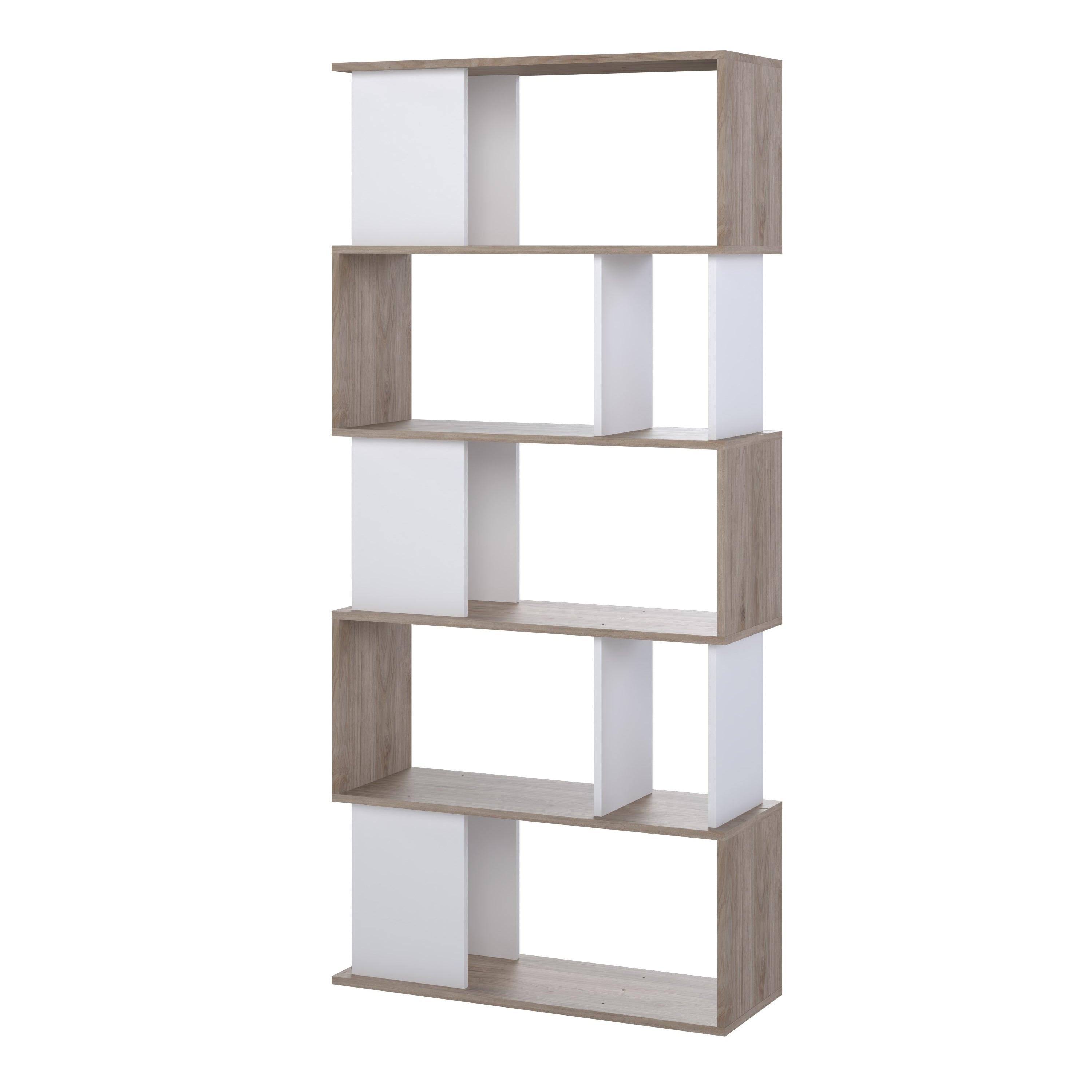 Maze Open Bookcase 4 Shelves in Jackson Hickory Oak and White - image 4