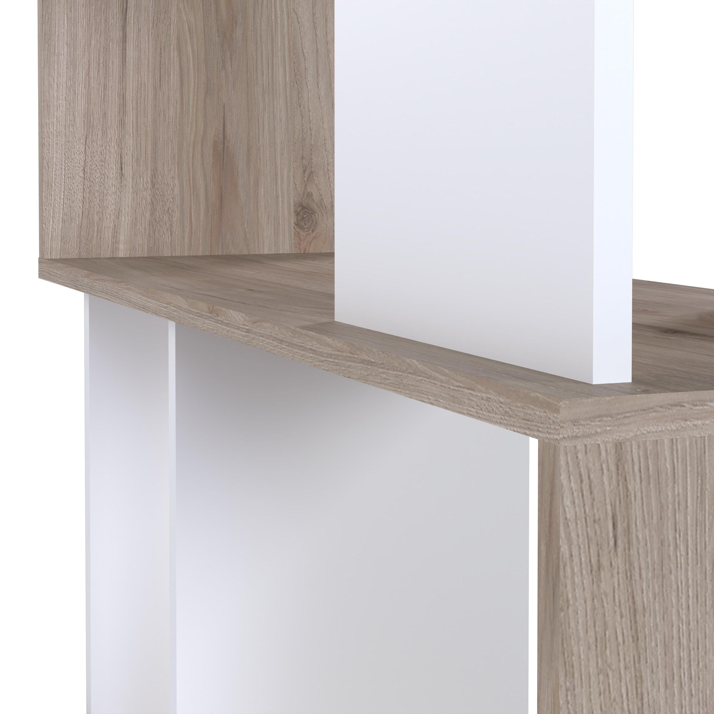 Maze Open Bookcase 4 Shelves in Jackson Hickory Oak and White - image 6