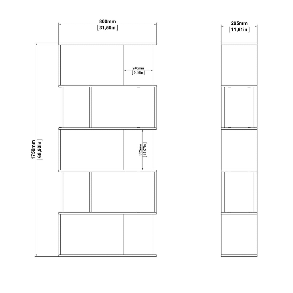 Maze Open Bookcase 4 Shelves in Jackson Hickory Oak and White - image 8